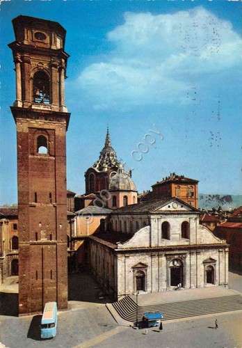 Cartolina Torino Duomo bus animata 1971