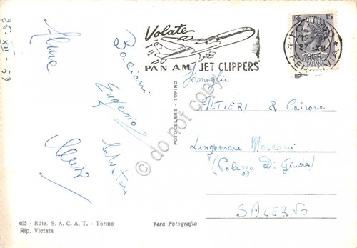 Cartolina Torino Fiume Po timbro a targhetta volate Pan Am …