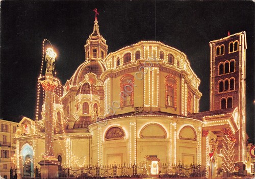 Cartolina Torino La Consolata Notturno anni '70