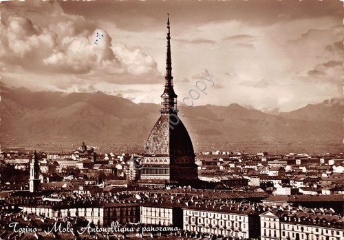 Cartolina Torino Mole Antonelliana e città panorama Timbro Fiera del …