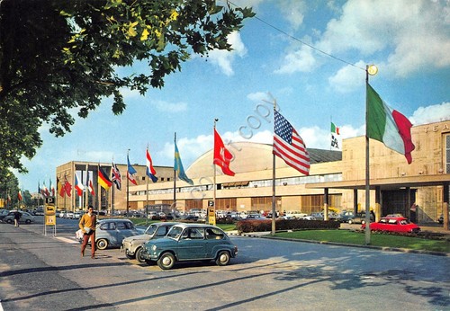 Cartolina Torino Palazzo delle Esposizioni al Valentino auto DS Fiat …