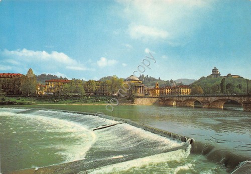 Cartolina Torino Po e Gran Madre pubblicità Tubi Lux Congresso …