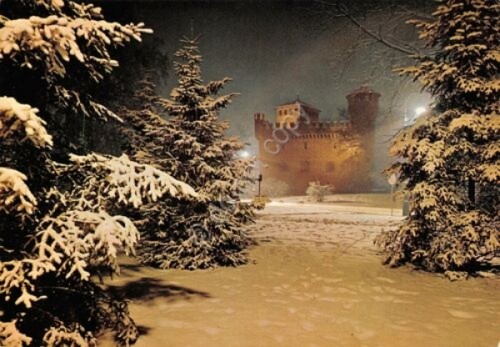 Cartolina Torino sotto la neve Castello Medioevale Ed SACAT