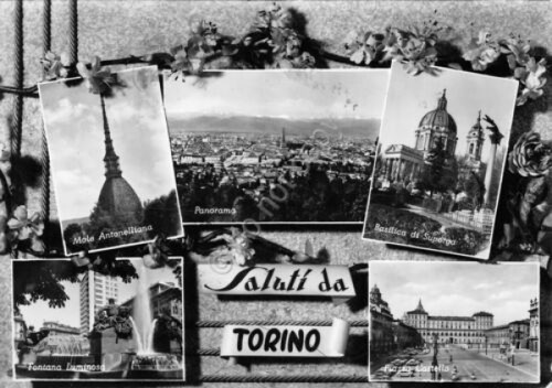 Cartolina Torino vedute 1956 Timbro targhetta Giornata del combattente Ed …