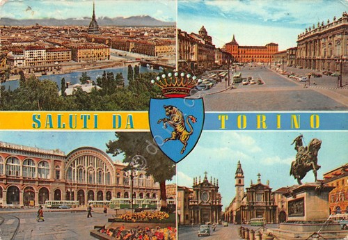 Cartolina Torino vedute 1961 timbro PT ED. SACAT grinze