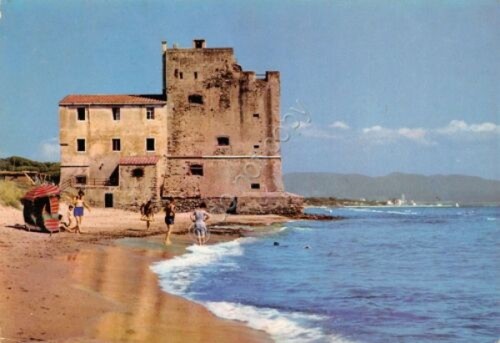 Cartolina Torre Mazza Litorale Piombino Follonica spiaggia animata anni '70