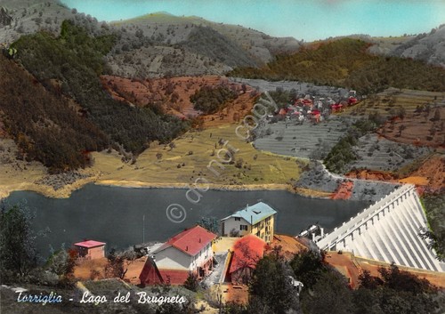 Cartolina Torriglia Lago del Brugneto 1965 colorata