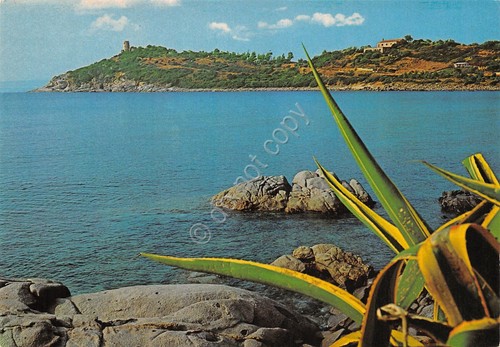 Cartolina Tortolì Porto Fralis Torre e chiesa S. Geminiano