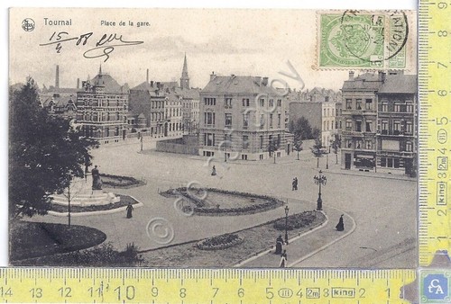 Cartolina Tournai - Place de La gare - Vg Belge …