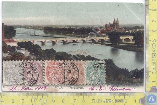 Cartolina Tours - Vue general et ponts - serie francobolli …