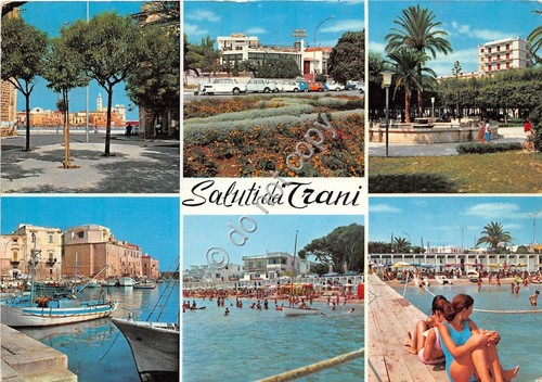 Cartolina Trani saluti da vedutine (Altre tematiche)