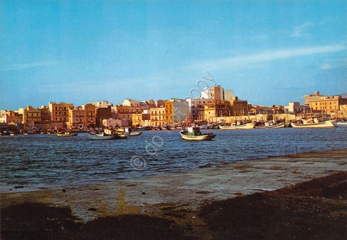 Cartolina Trapani panorama barche case anni '70