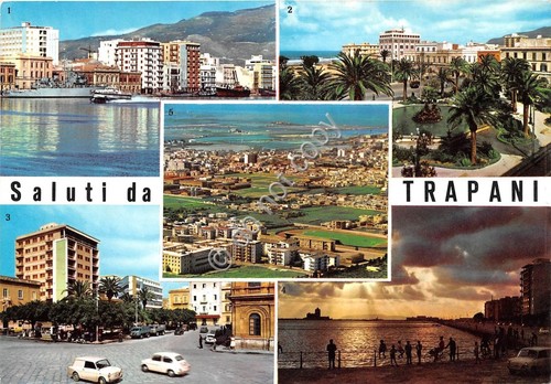 Cartolina Trapani Saluti da Vedutine (Altre tematiche)