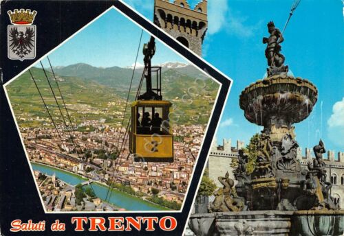 Cartolina Trento vedute varie funivia 1975