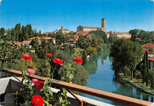 Cartolina Treviso Panorama con il Sile 1988