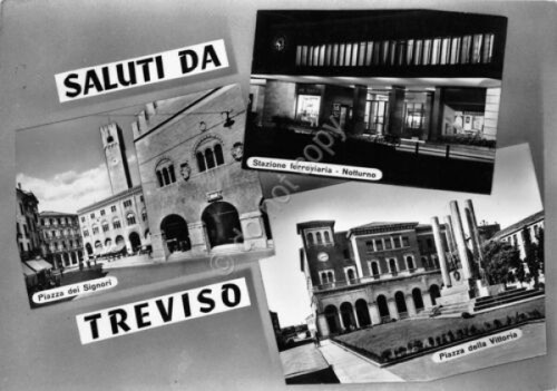 Cartolina Treviso vedute varie 1957