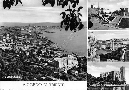 Cartolina Trieste 4 vedute 1956