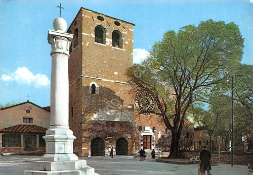 Cartolina Trieste cattedrale di San Giusto Timbro al retro
