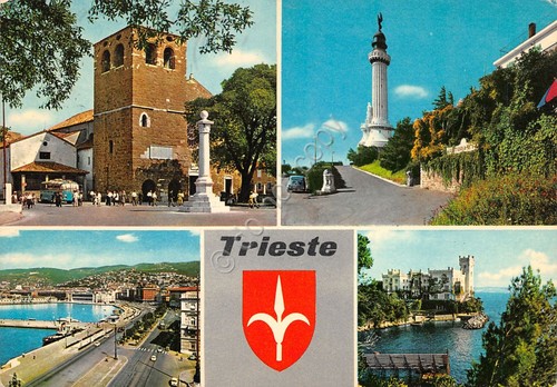 Cartolina Trieste vedute timbro a targhetta Risparmio postale 1971