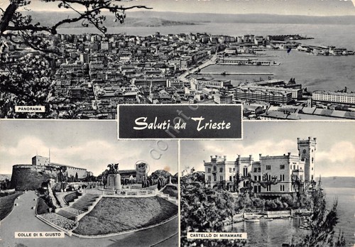 Cartolina Trieste vedute timbro postale timbro S. Giorgio 1963