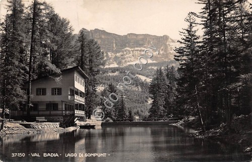 Cartolina Val Badia Lago di Sompunt 1953 (Bolzano)