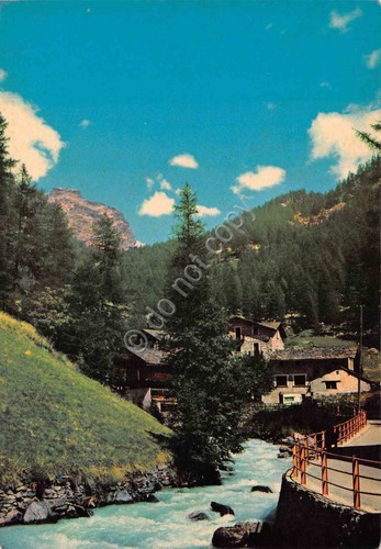 Cartolina Val d'Ayas Torrente Evancon a St Jacques chalet 1981