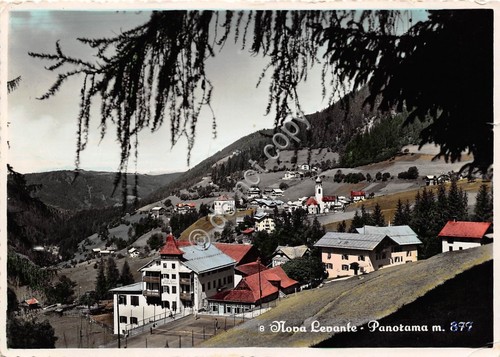 Cartolina Val D'Ega Nova Levante panorama 1955