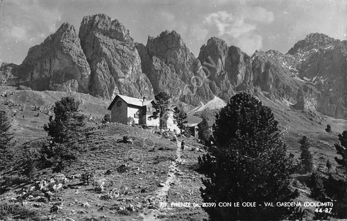Cartolina Val Gardena Rifugio Firenze Odle Ghedina