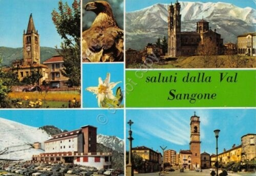 Cartolina Val Sangone vedute Coazze Selvaggio Aquila Giaveno 1988