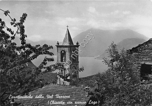 Cartolina Val Varrone Chiesetta con Lago 1953