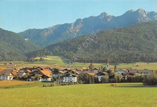 Cartolina Valdaora di Mezzo paese e panorama 1986