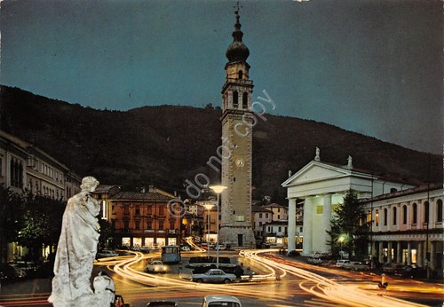 Cartolina Valdobbiadene Piazza Marconi Notturno (Treviso)