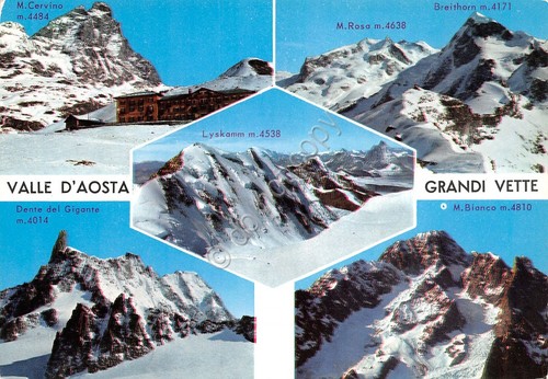 Cartolina Valle d'Aosta 5 vedute Dente del Gigante M. Bianco …