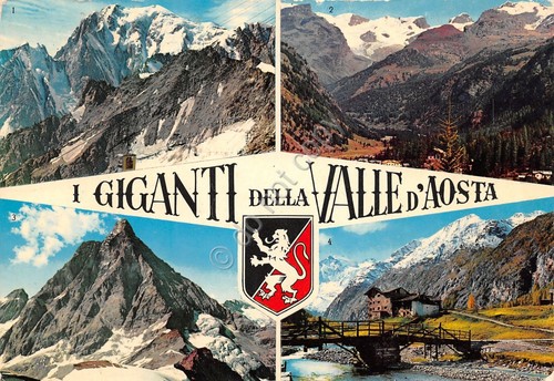 Cartolina Valle d'Aosta M. Bianco M. Rosa Cervino 4 vedute …