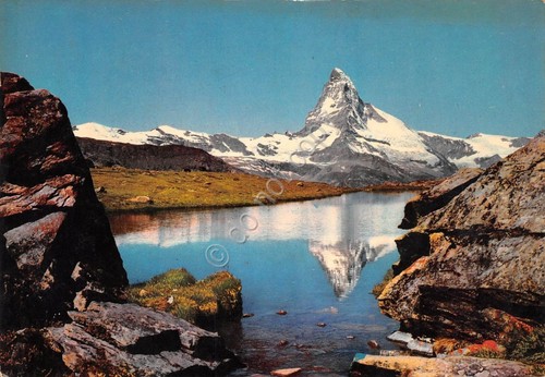 Cartolina Valle d' Aosta Monte Cervino e lago