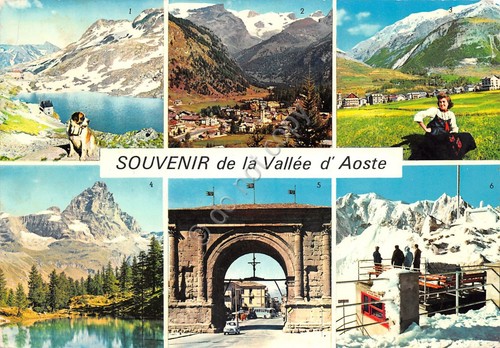 Cartolina Valle d'Aosta vedute 1962