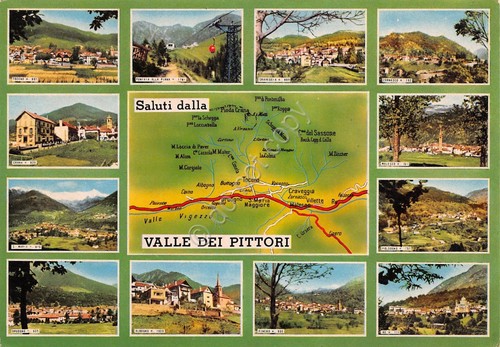 Cartolina Valle dei Pittori vedute e mappa (Verbania)