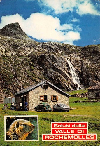 Cartolina Valle di Rochemolles Bardonecchia confine Italo Francese Rifugio 1989