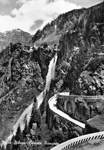 Cartolina Valle Spluga Cascata Pianazzo 1957 (Sondrio)
