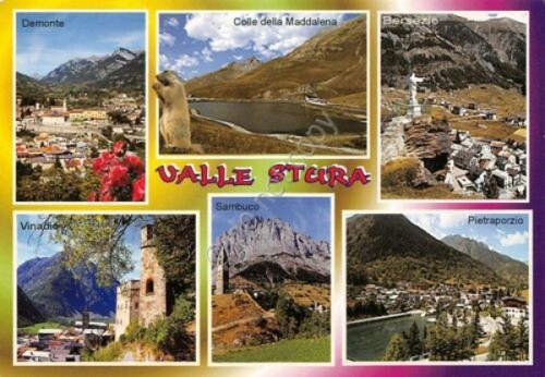 Cartolina Valle Stura vedute varie località (Cuneo)
