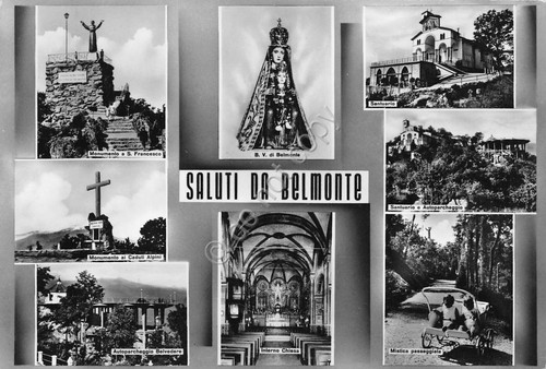 Cartolina Valperga Santuario di Belmonte 8 vedute (Torino)