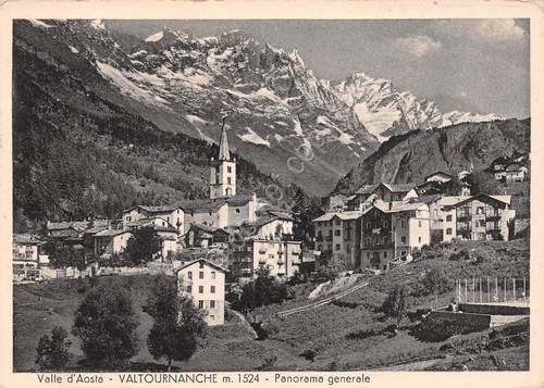 Cartolina Valtournanche panorama 1954