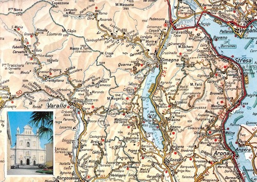 Cartolina Varallo Panorama Sacro Monte Carta automobilistica mappa