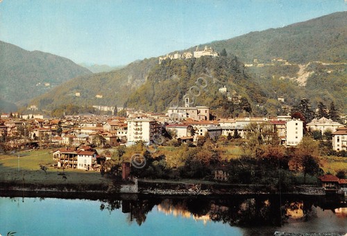 Cartolina Varallo Sesia dal fiume Sesia (Vercelli)