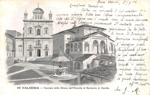 Cartolina Varallo Valsesia Facciata Chiesa Assunta 1904