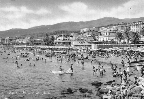 Cartolina Varazze Kursaal Margherita spiaggia stabilimenti alberghi anni '60