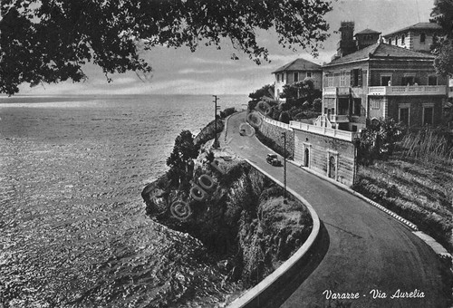 Cartolina Varazze Via Aurelia Auto 1955 (Savona)