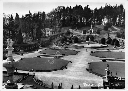 Cartolina Varese Giardini pubblici 1956
