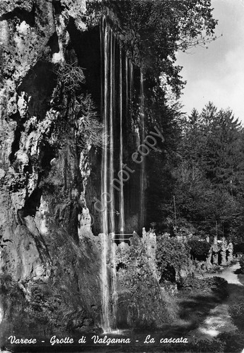 Cartolina Varese Grotte di Valganna Cascata 1958