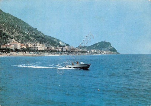 Cartolina Varigotti Panorama dal mare motoscafo (Savona)